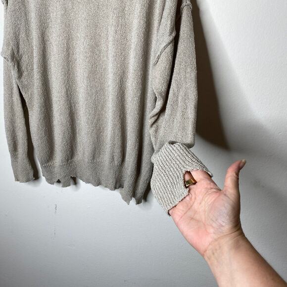 William B Taupe Bonjour Embroidered Oversize Distressed Sweater Long Sleeve S - Picture 9 of 12